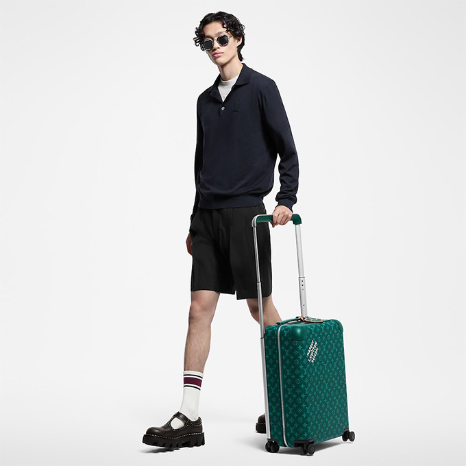 lv louis vuitton horizon navy monogram printed 55 carry‑on luggage